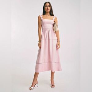 NWOT Reformation Everett Linen Dress in Cherry Blossom, size 2